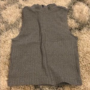 Grey knitted turtleneck tank top